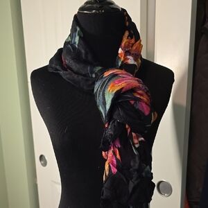 Floral Black Scarf